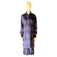 Vintage Guy Laroche Two Piece Checkered Blouse & Skirt