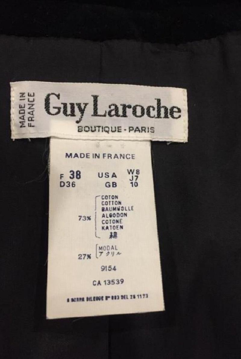 Vintage Guy Laroche Velvet Blazer, 1980s In Good Condition For Sale In New York, NY