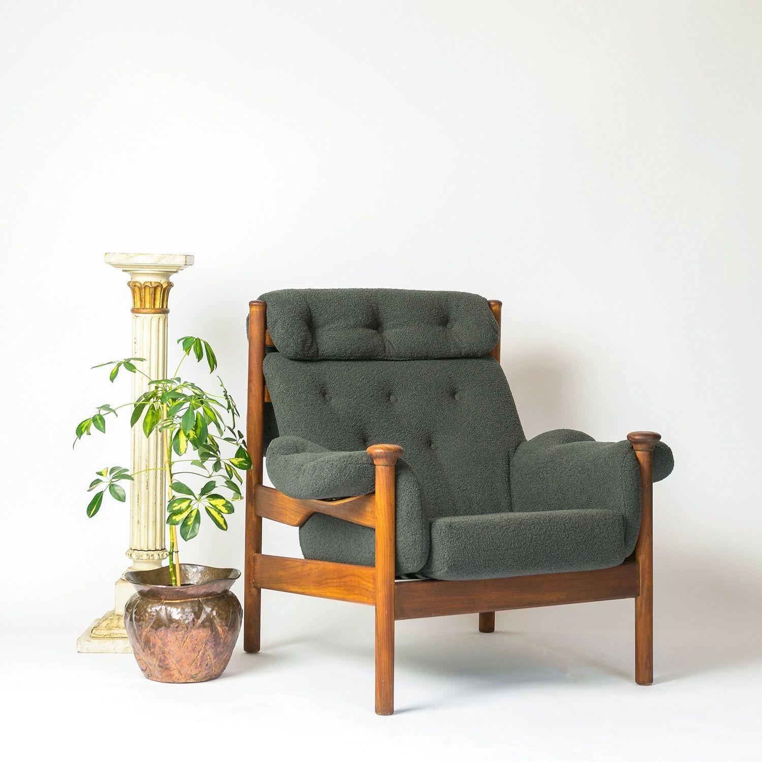 Vintage Guy Rogers 'Santa Fe' Armchair with Bouclé Upholstery, 1960s 6