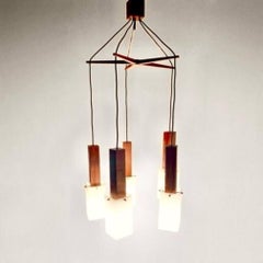 Vintage Guzzini Wood Cascada Chandelier, Italy, 1960 Circa