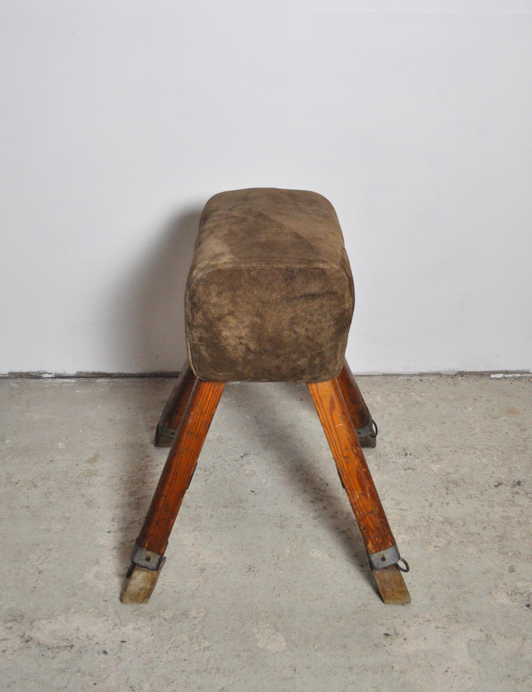 Industrial Vintage Gymnastic Pommel Horse Bench, circa 1940s For Sale