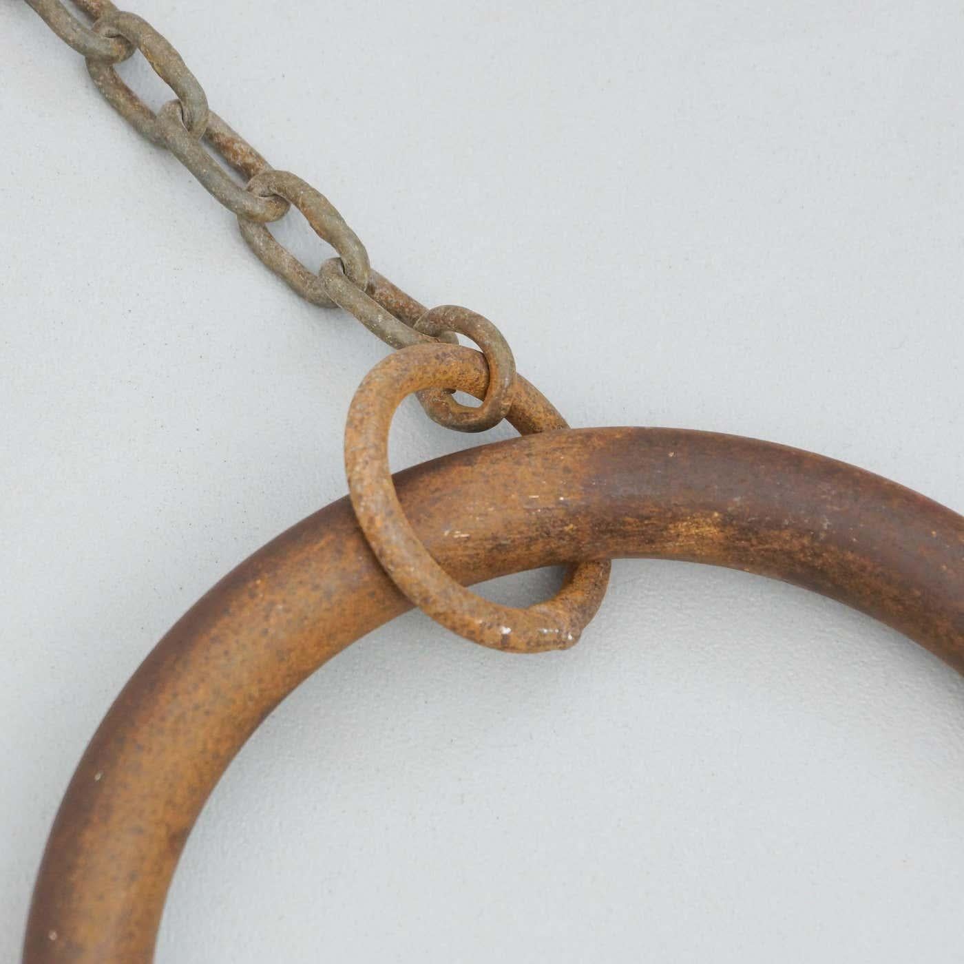 Vintage Gymnastic Rings in Metal, circa 1950 For Sale 4