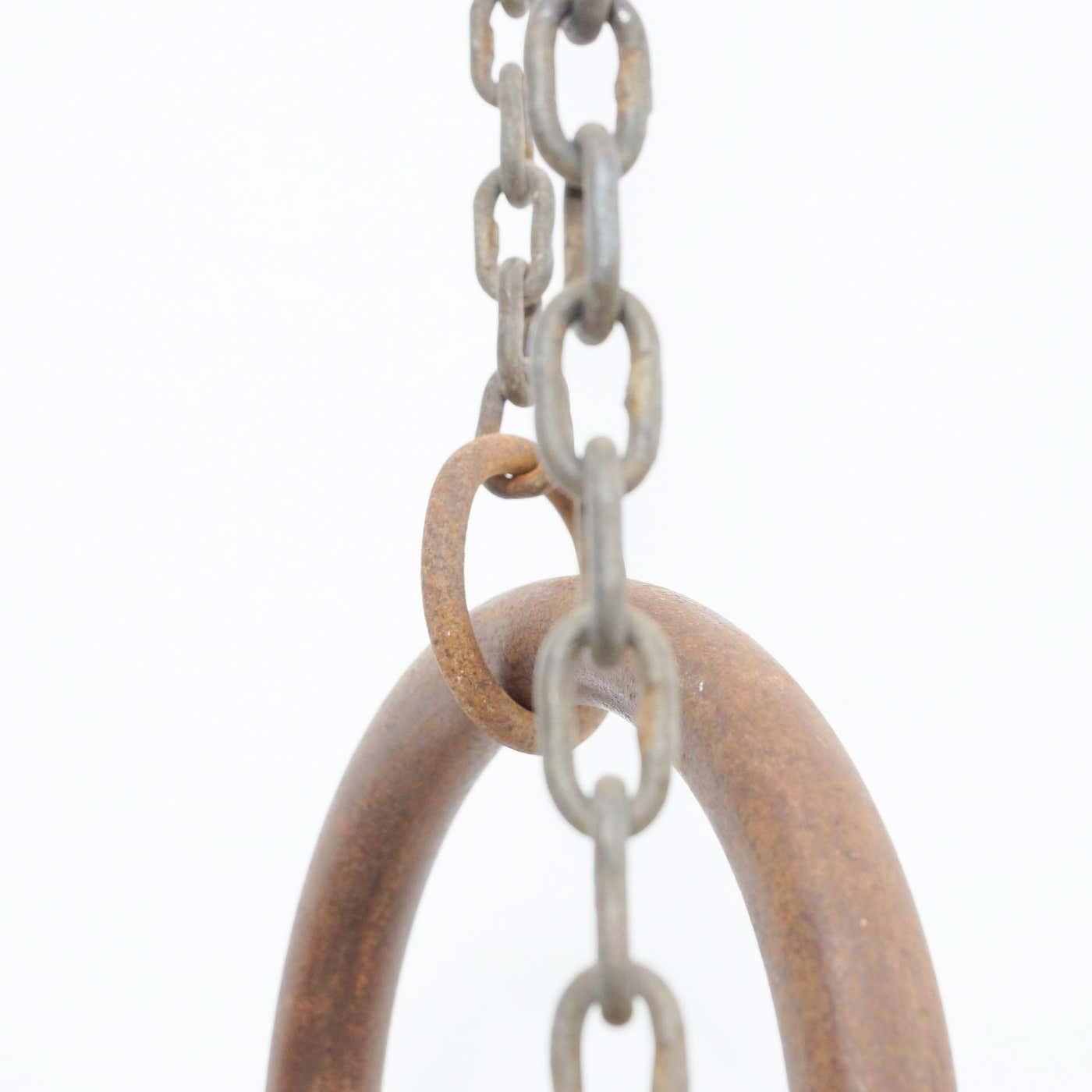 Mid-20th Century Vintage Gymnastic Rings in Metal, circa 1950 For Sale