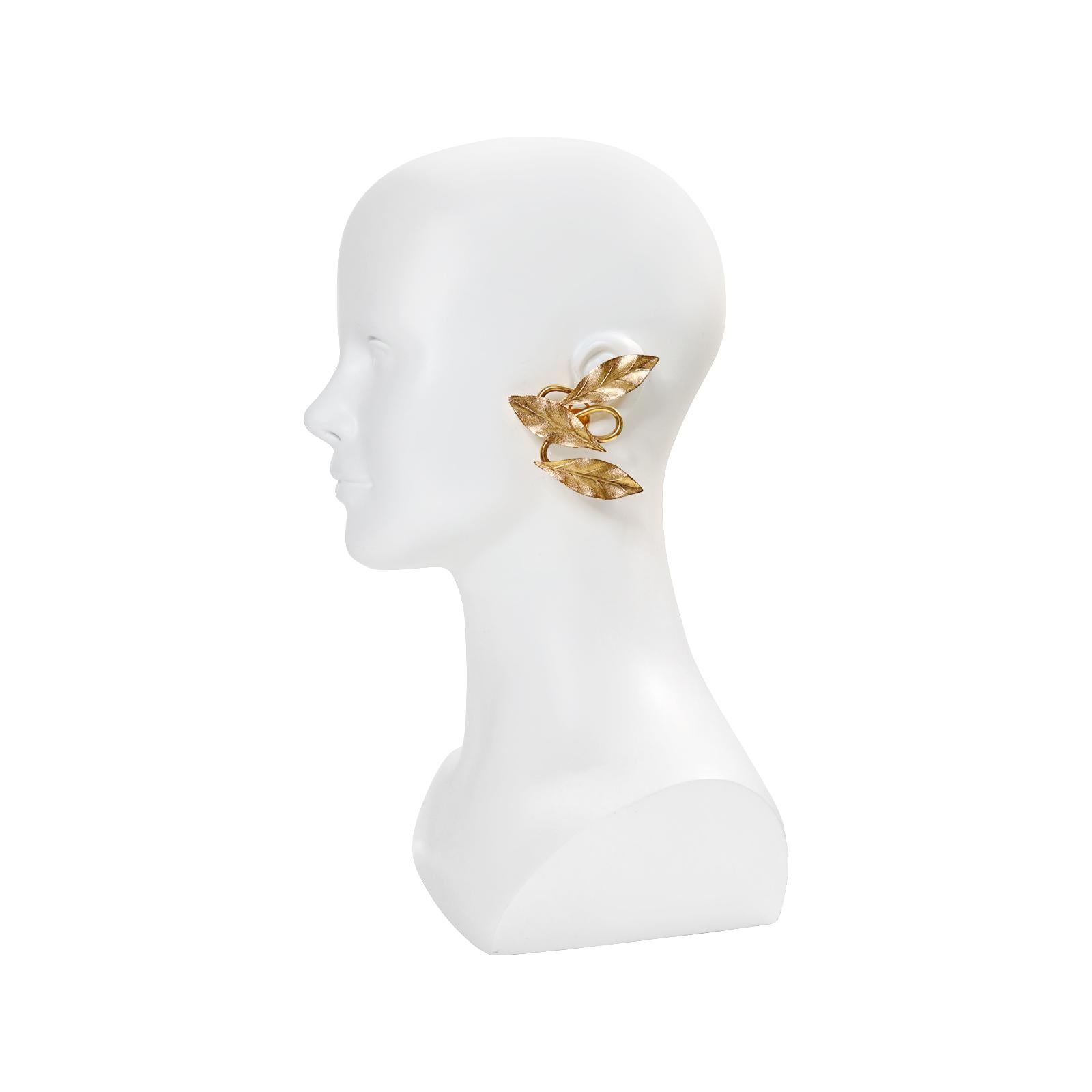 Modern Vintage Gynuki Torimaru  Gold Tone Earrings Circa 1980s For Sale