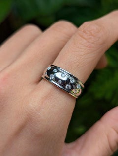 Vintage Gypsy Flush Set Diamond Dome Ring 9ct White Gold Bombe Doughnut Band