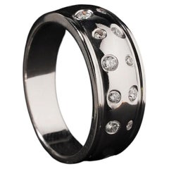 Vintage Gypsy Flush Set Diamond Dome Ring 9ct White Gold Bombe Doughnut Band