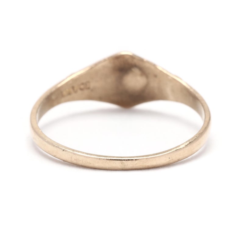 Vintage H Initial Baby Signet Ring, 10K Yellow Gold, Ring Size 2, H ...