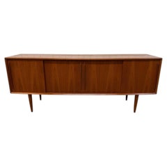 Vintage H. P. Hansen Danish Modern Sliding Door Teak Sideboard - Refinished!