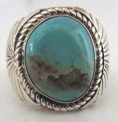 Vintage H Spencer Sterling Silver Royston Turquoise Ring Size 10