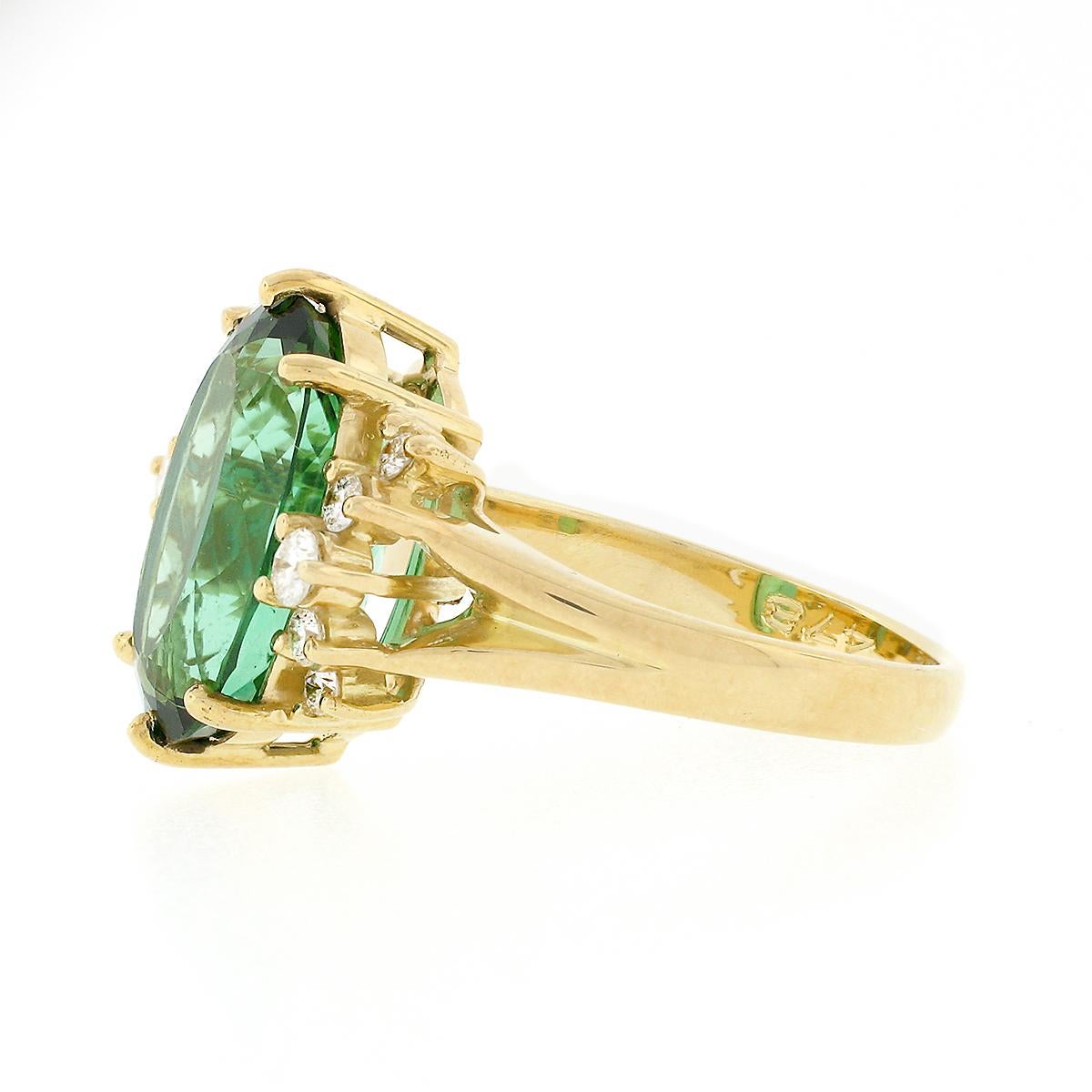 Vintage H. Stern 18k Gold 6.38ctw Green Tourmaline Solitaire Diamond Accent Ring 1