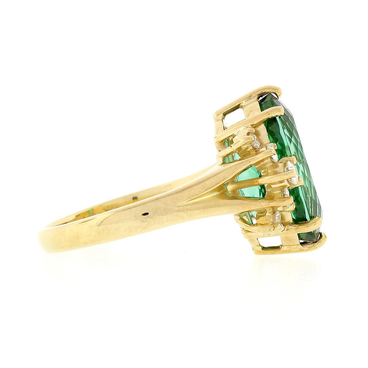 Vintage H. Stern 18k Gold 6.38ctw Green Tourmaline Solitaire Diamond Accent Ring 2