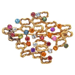 Vintage H. Stern 18k Yellow Gold 3.0tcw Multi-Gemstone Vine Brooch Pin