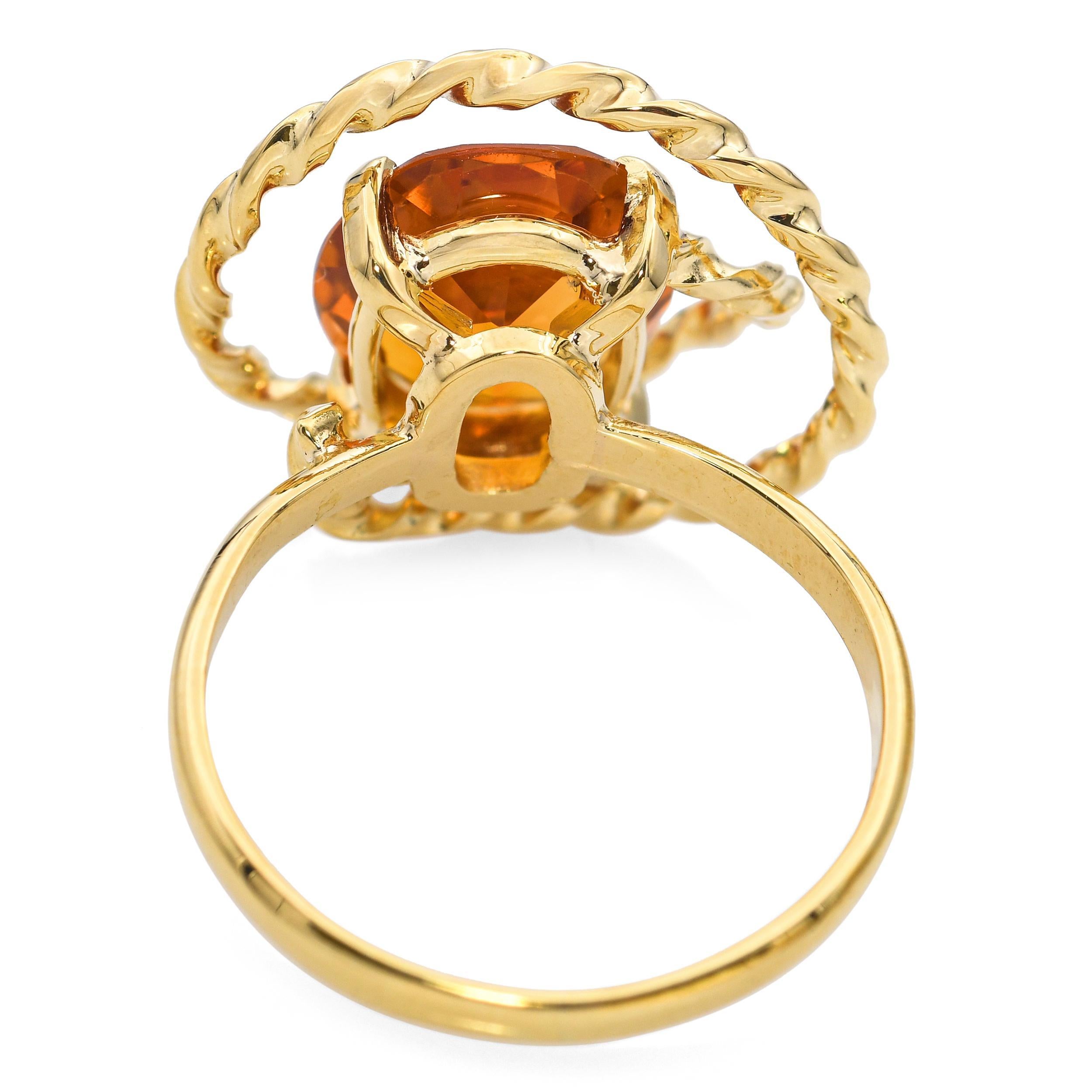 Anillo vintage H. Stern de oro amarillo de 18 quilates con citrino y diseño de cuerda enrollada en venta 2