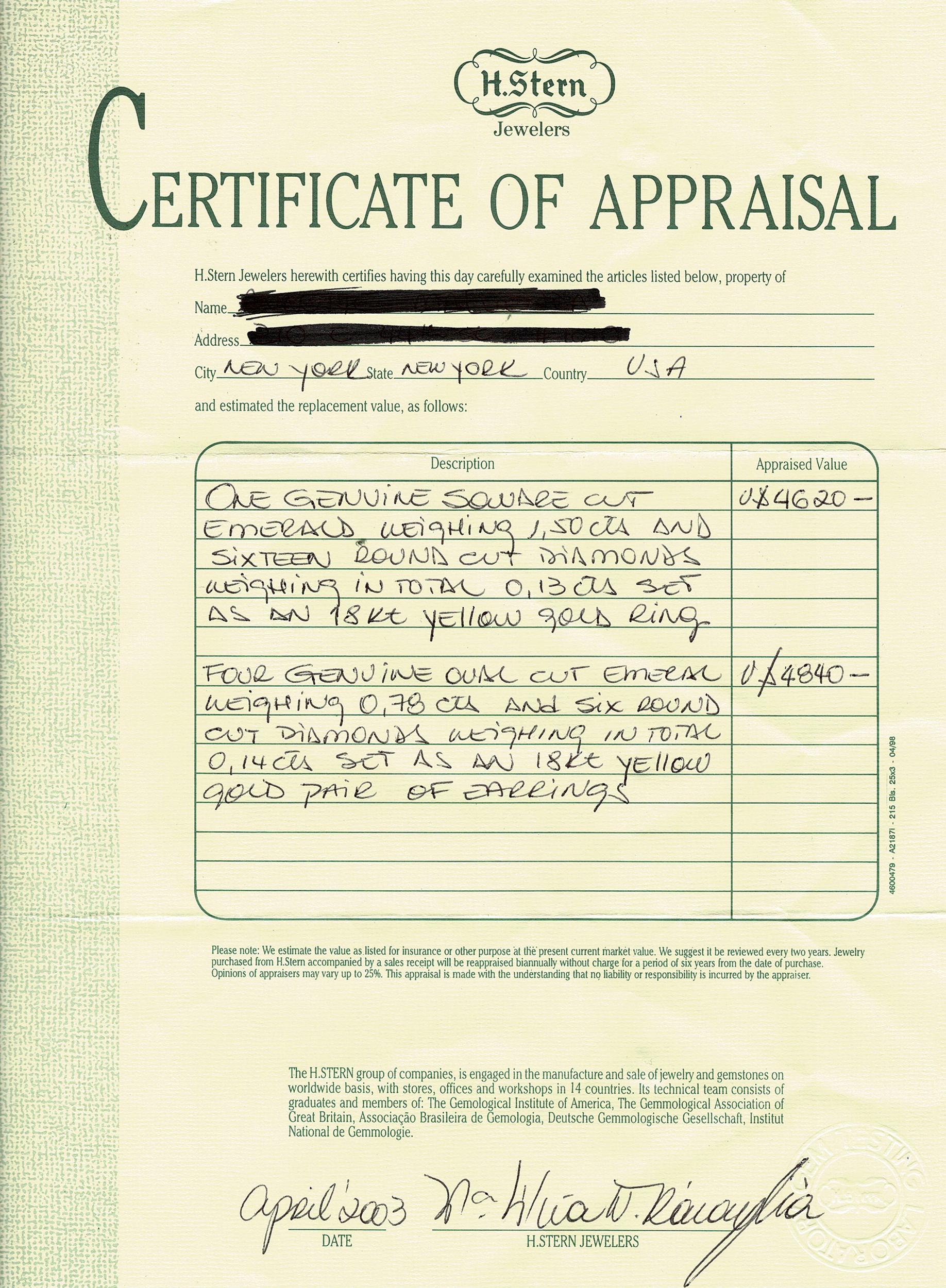 Vintage H. Stern 18k Gelbgold Smaragd und Diamant-Schmuck-Set im Angebot 2