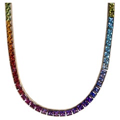 Vintage H. Stern 33.50 Carats Multi-Gemstone Rainbow Tennis Necklace