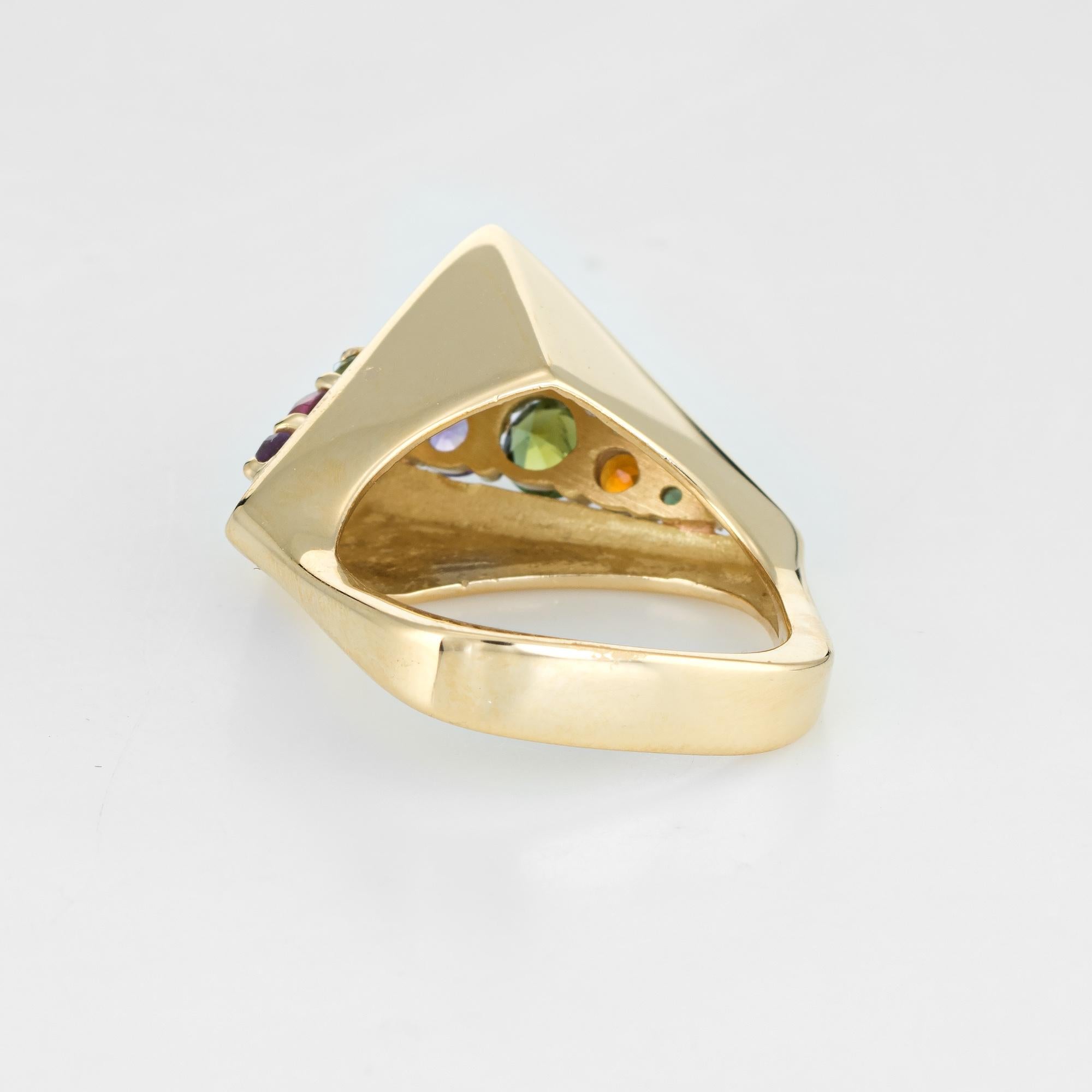 Vintage H Stern 1980s Rainbow Gemstone Ring 18 Karat Gold Geometric Jewelry In Good Condition In Torrance, CA
