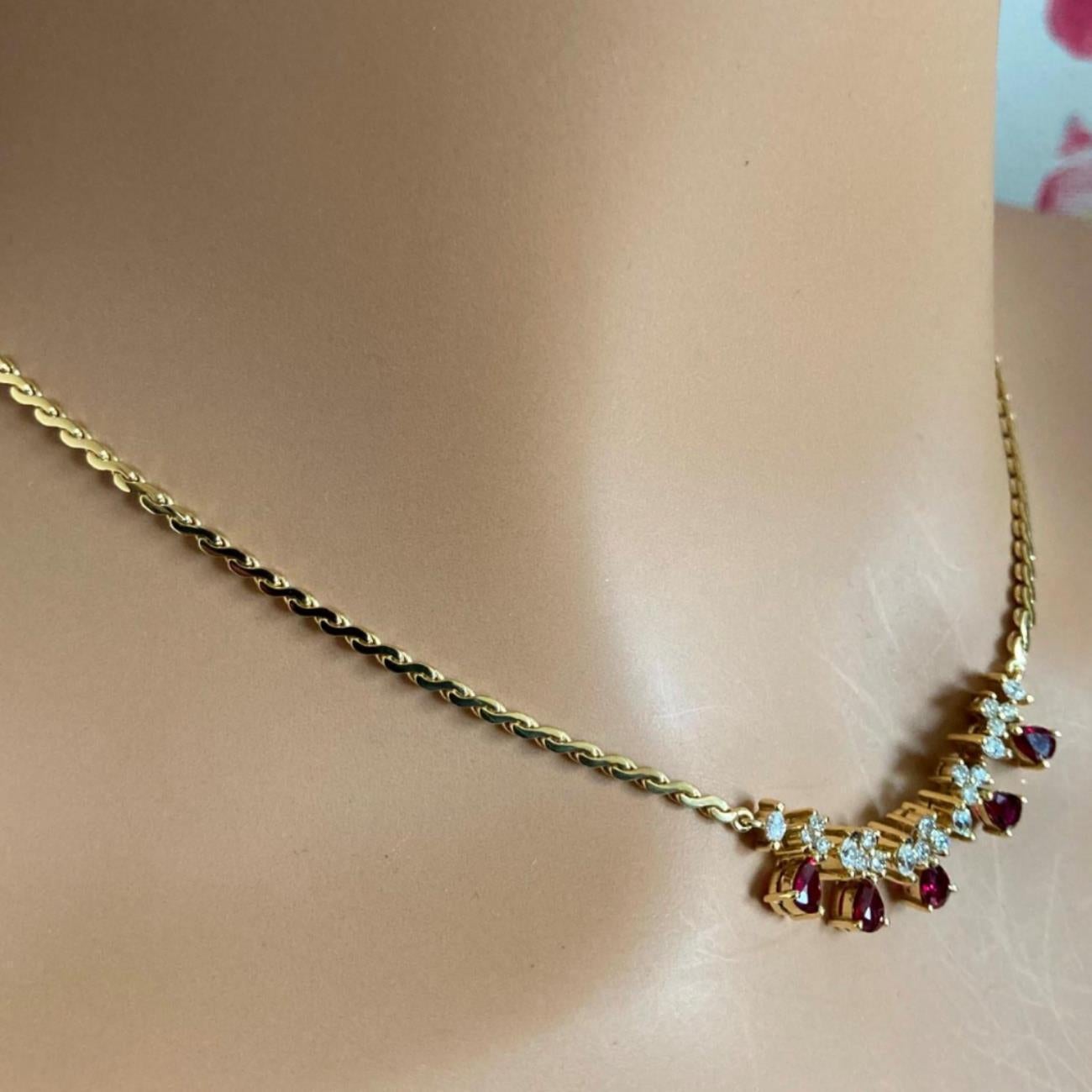Vintage H. Stern Diamond Ruby Yellow Gold Necklace For Sale 1