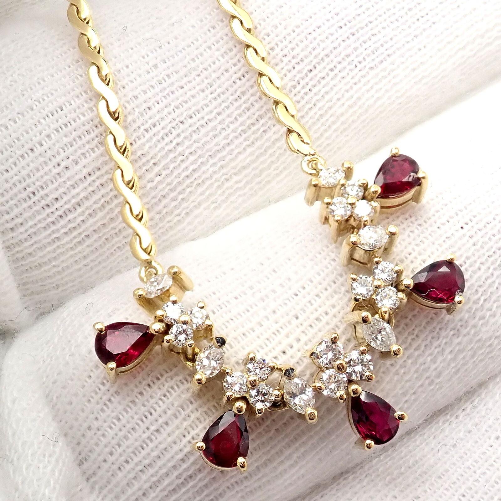 Vintage H. Stern Diamond Ruby Yellow Gold Necklace For Sale 2
