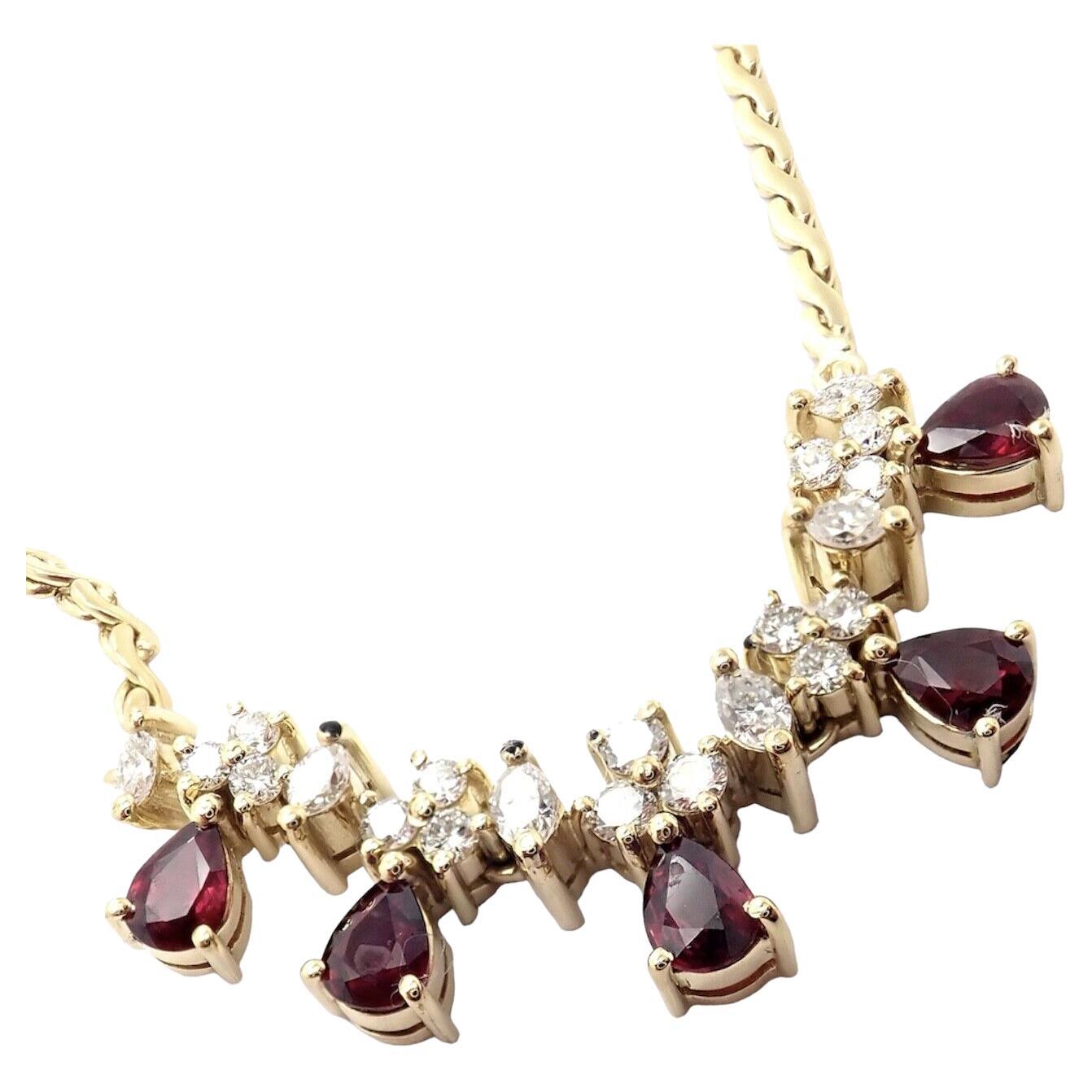 Vintage H. Stern Diamond Ruby Yellow Gold Necklace For Sale