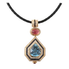 Großer Aquamarin-Anhänger von H. Stern, GIA-zertifiziert 18k Gelbgold