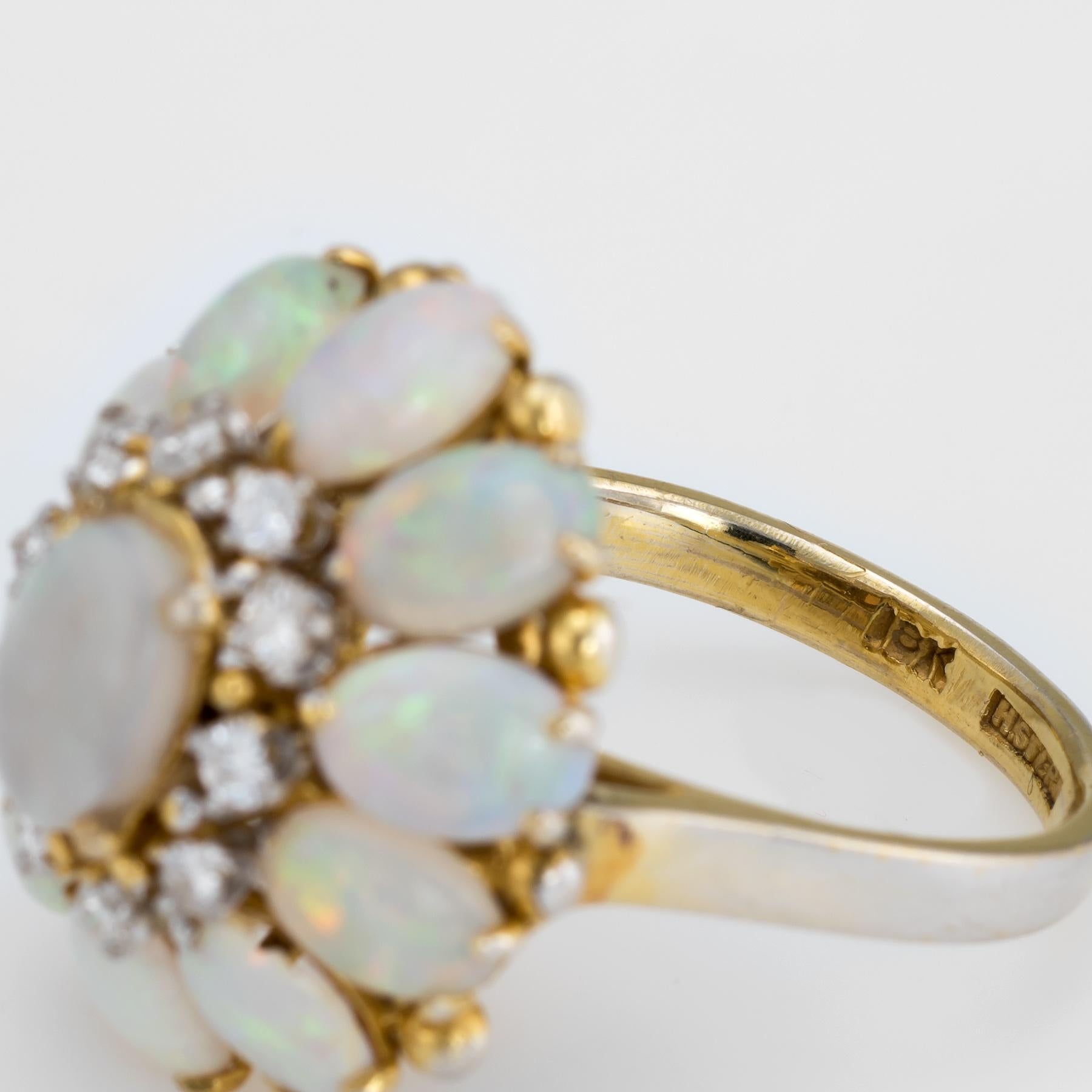 Women's Vintage H Stern Opal Diamond Ring 18 Karat Gold Cocktail Jewelry Estate Fine