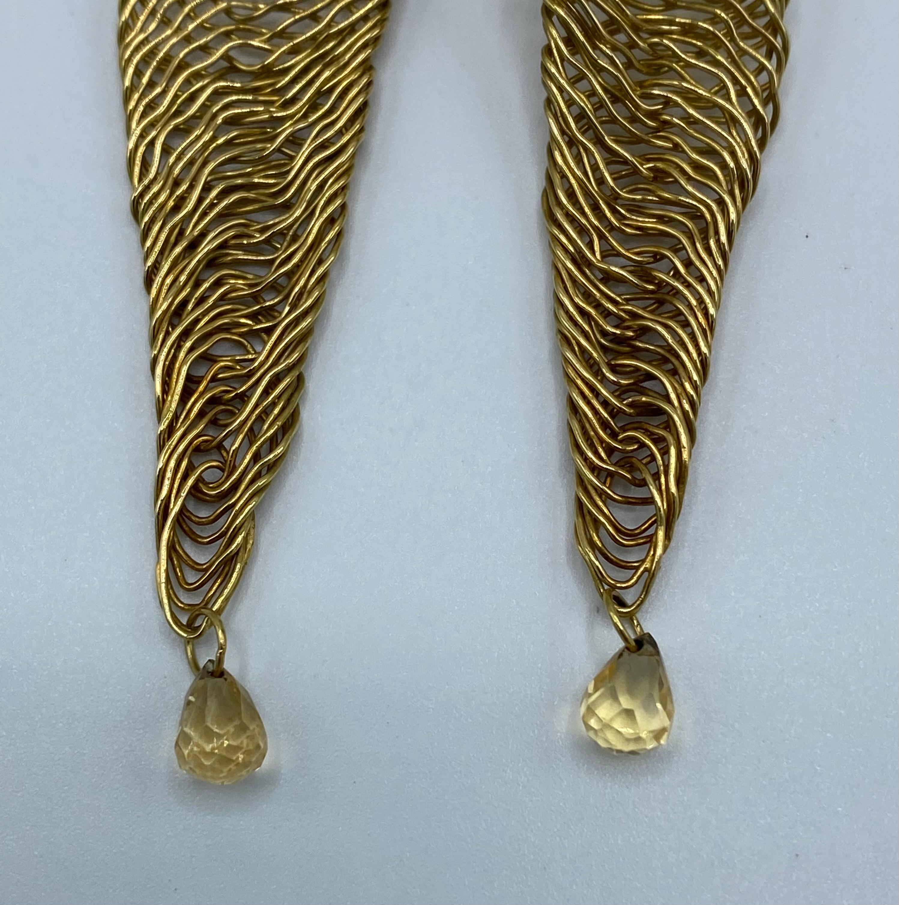 Vintage H. Stern Yellow Gold and Quartz Dangle Earrings In Excellent Condition In Beverly Hills, CA