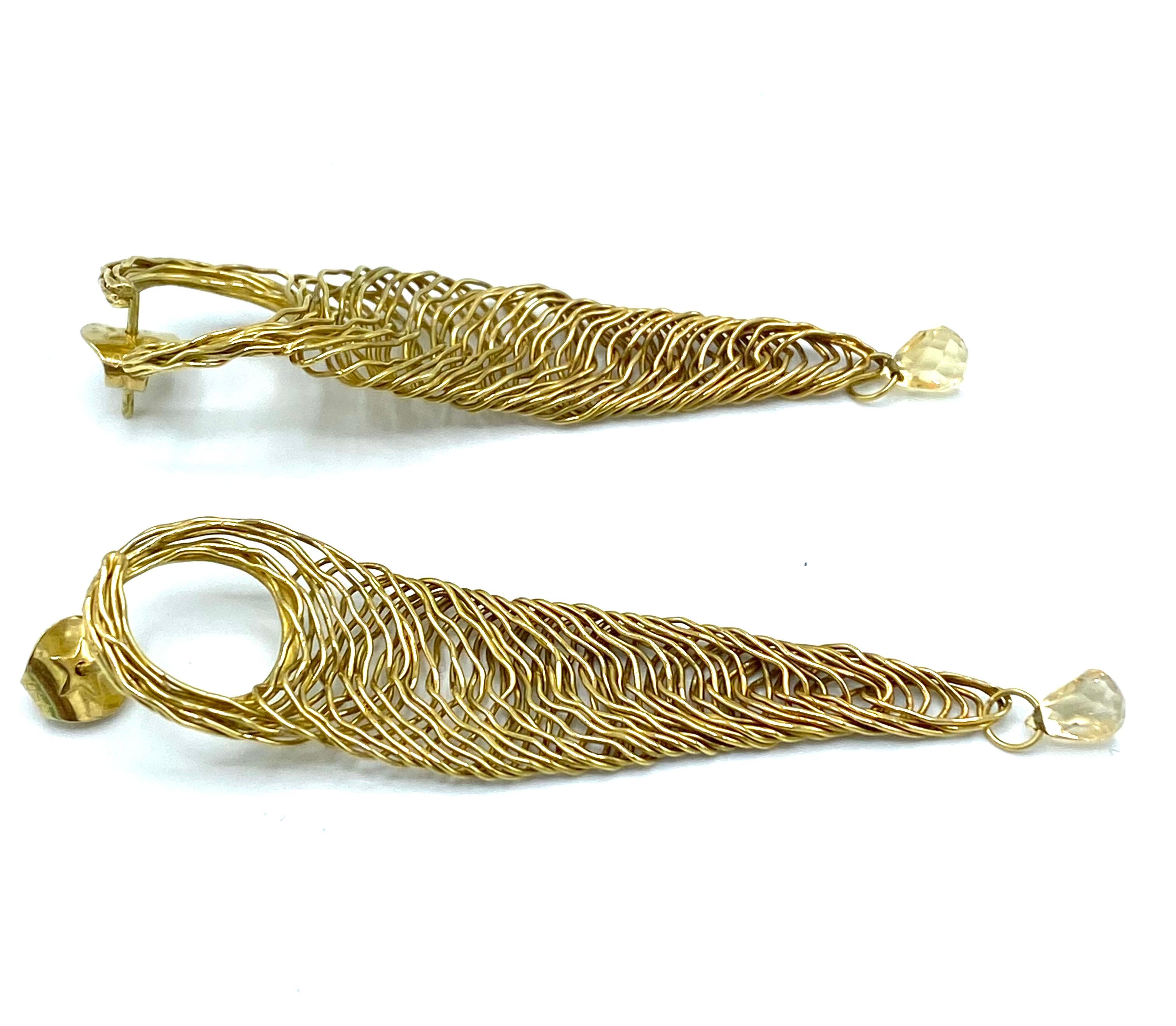 Women's Vintage H. Stern Yellow Gold and Quartz Dangle Earrings