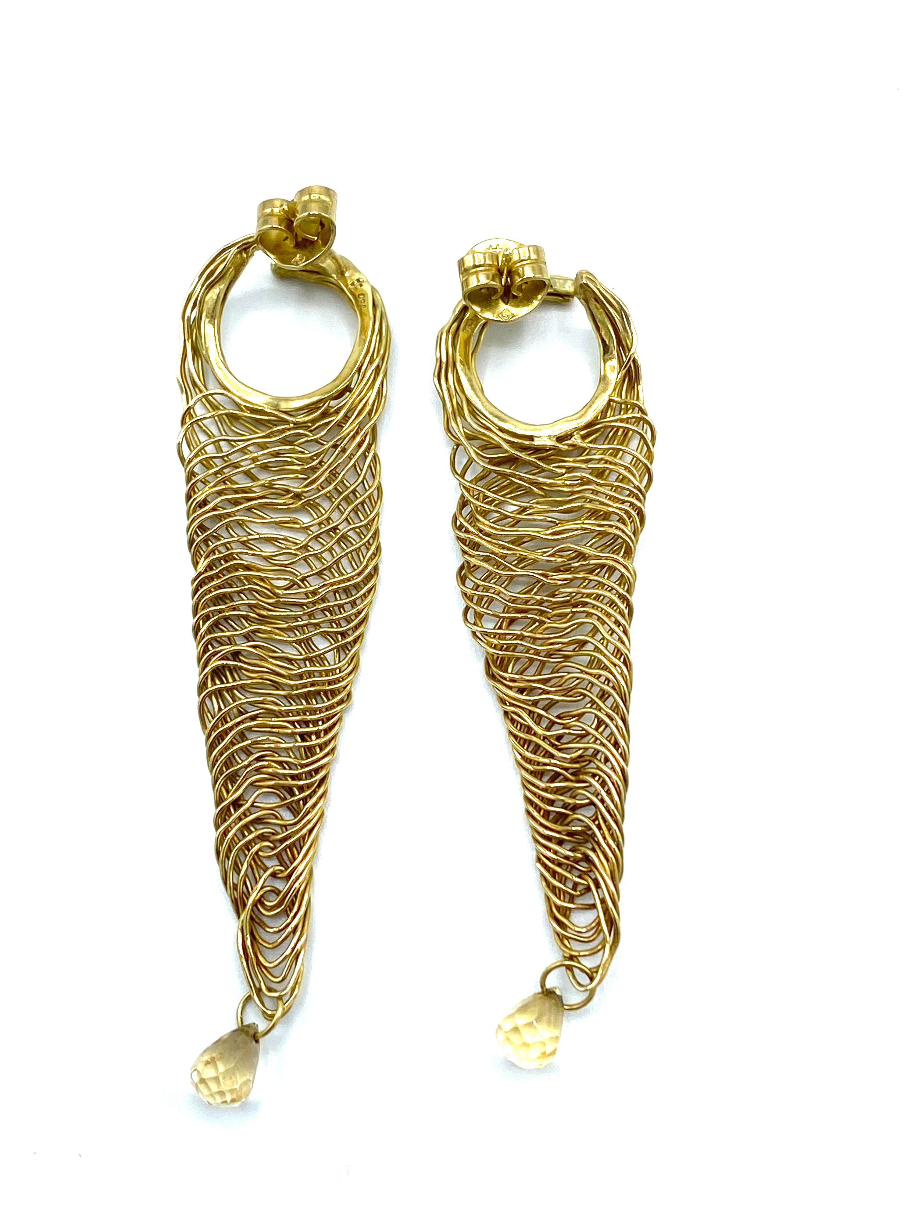 Vintage H. Stern Yellow Gold and Quartz Dangle Earrings 1