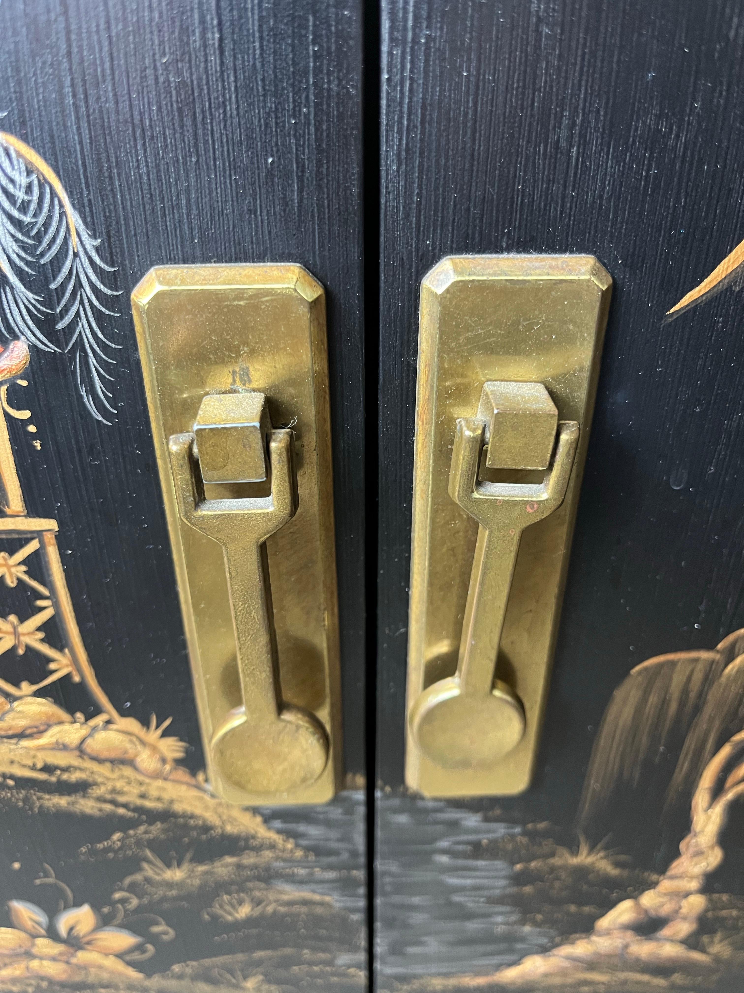 Vintage Habersham Chinoiserie Kabinett Beistelltisch Messing im Angebot 2