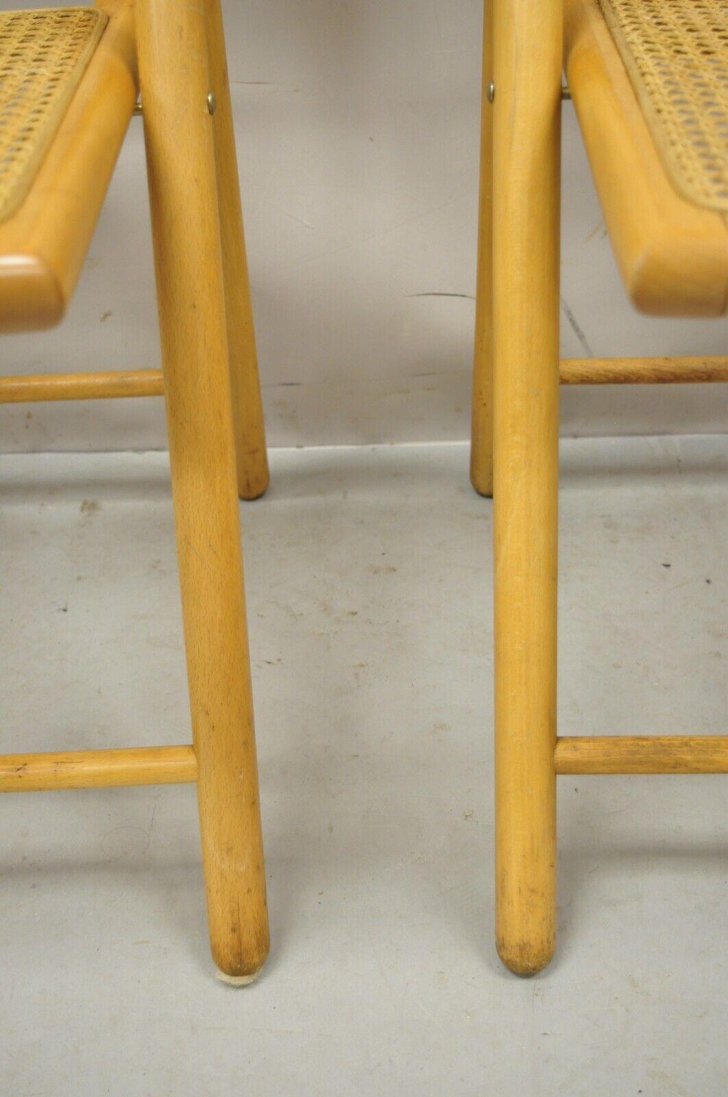Vintage Habitat England Bentwood Cane Rattan Folding Chairs - a Pair In Good Condition For Sale In Philadelphia, PA