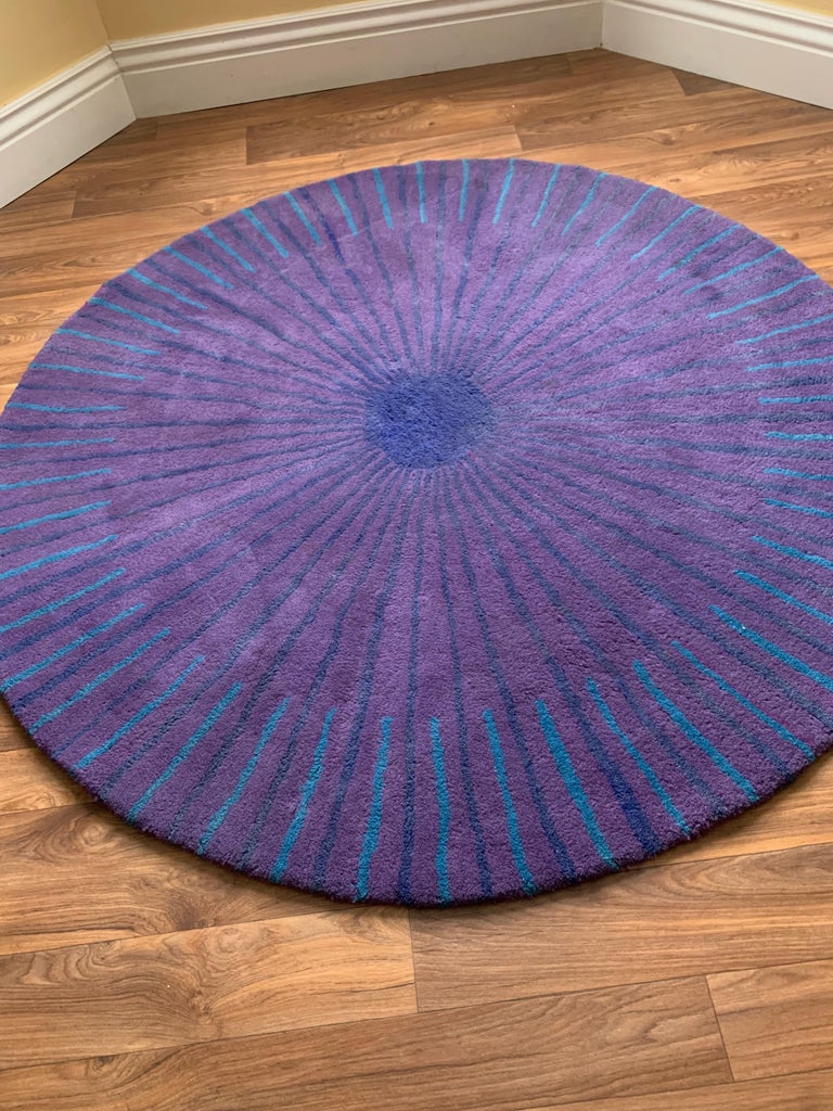 Vintage Habitat Verner Panton Pure New Wool Circular Tufted Purple Rug at 1stDibs