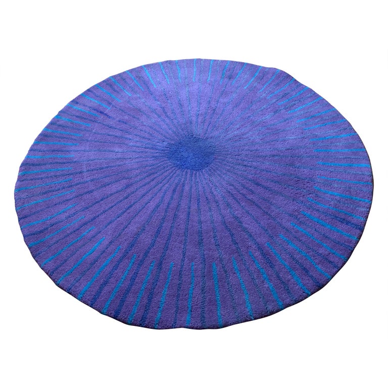 Vintage Habitat Verner Panton Pure New Wool Circular Tufted Purple Rug at 1stDibs