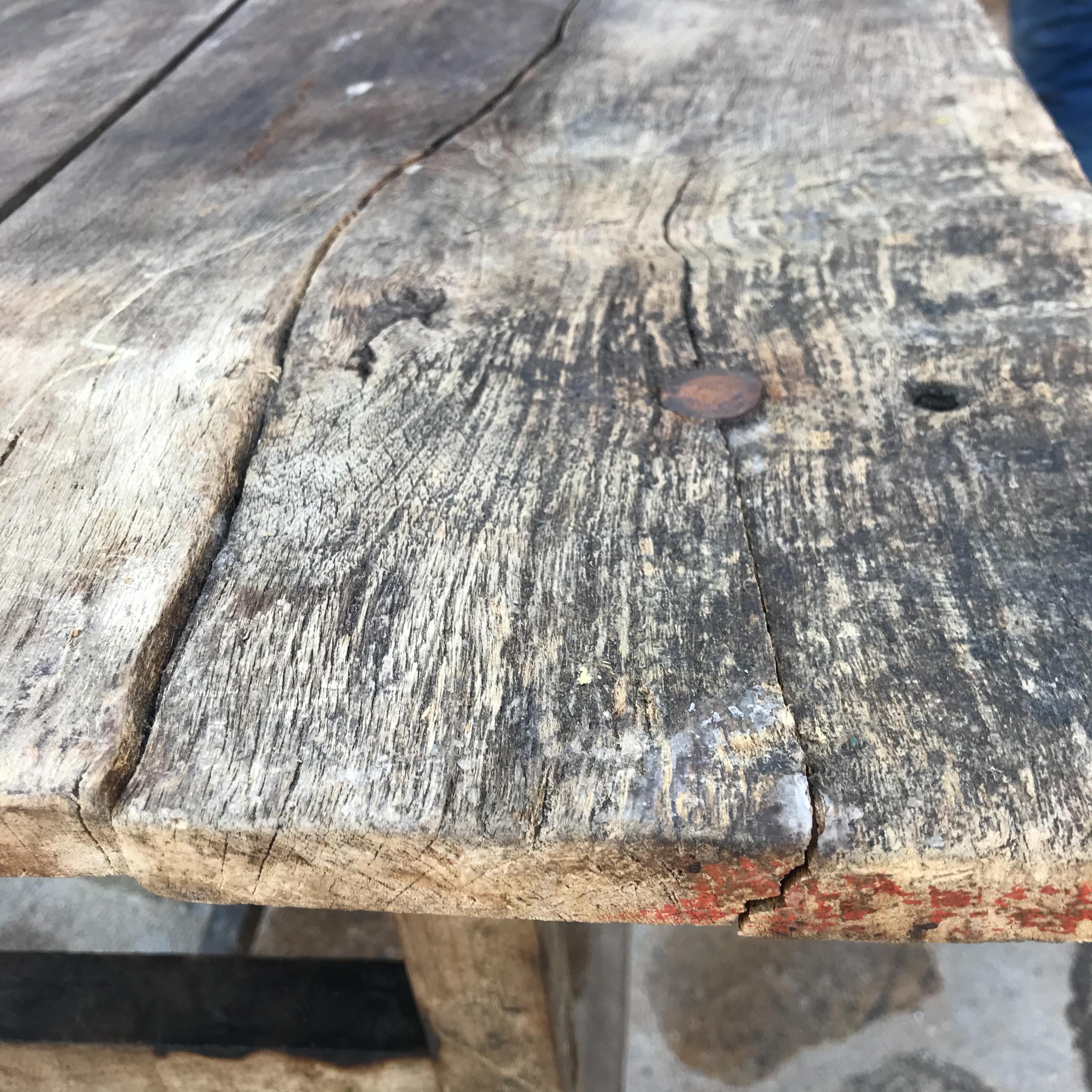 1940s Hacienda Antique Worktable Rustic Mexican Mesquite For Sale 2