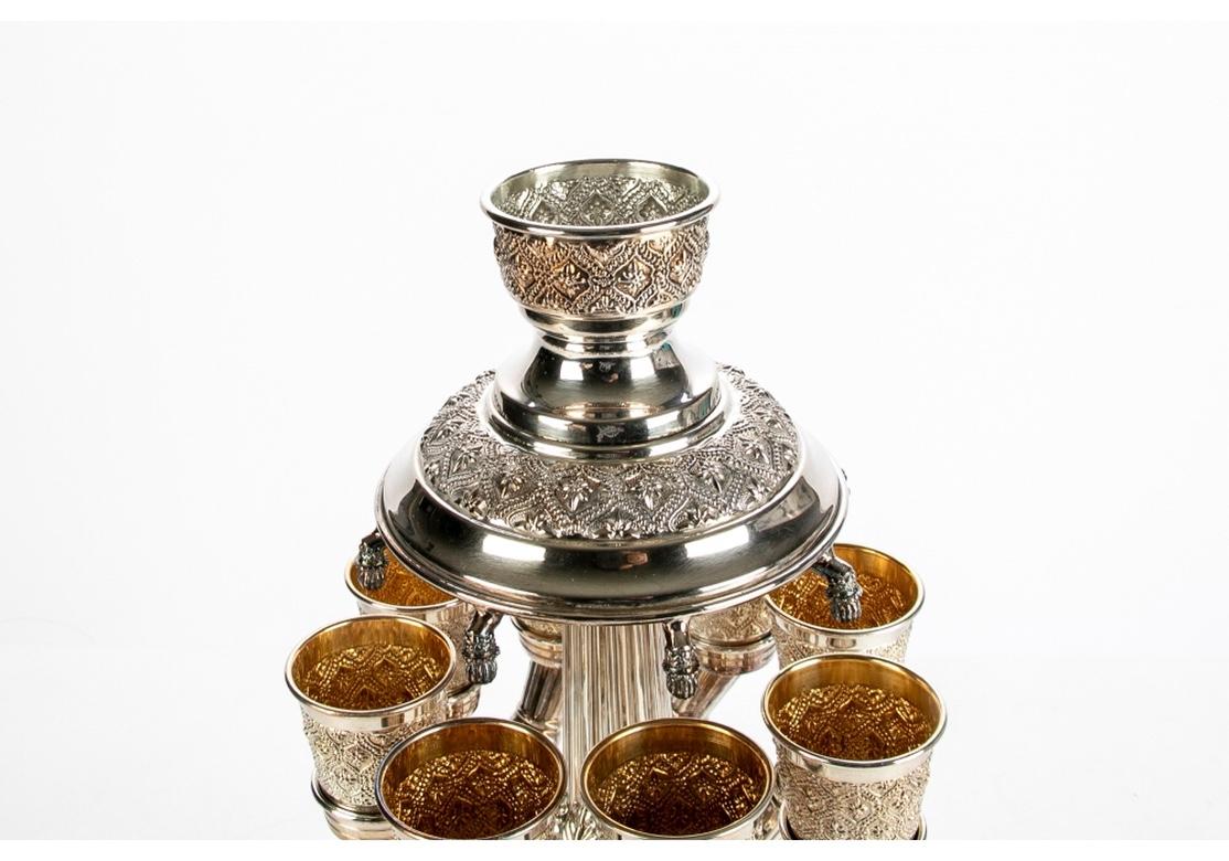 Vintage Hadad Sterling Silver Kiddush Wine Fountain with 8 Cups 3