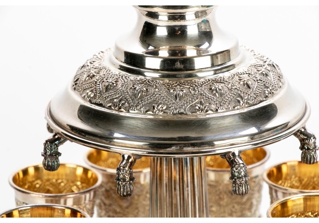 Vintage Hadad Sterling Silver Kiddush Wine Fountain with 8 Cups 6
