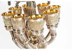 Vintage Hadad Sterling Silver Kiddush Wine Fountain with 8 Cups