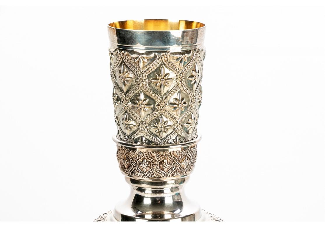 Modern Vintage Hadad Sterling Silver Kiddush Wine Fountain with 8 Cups