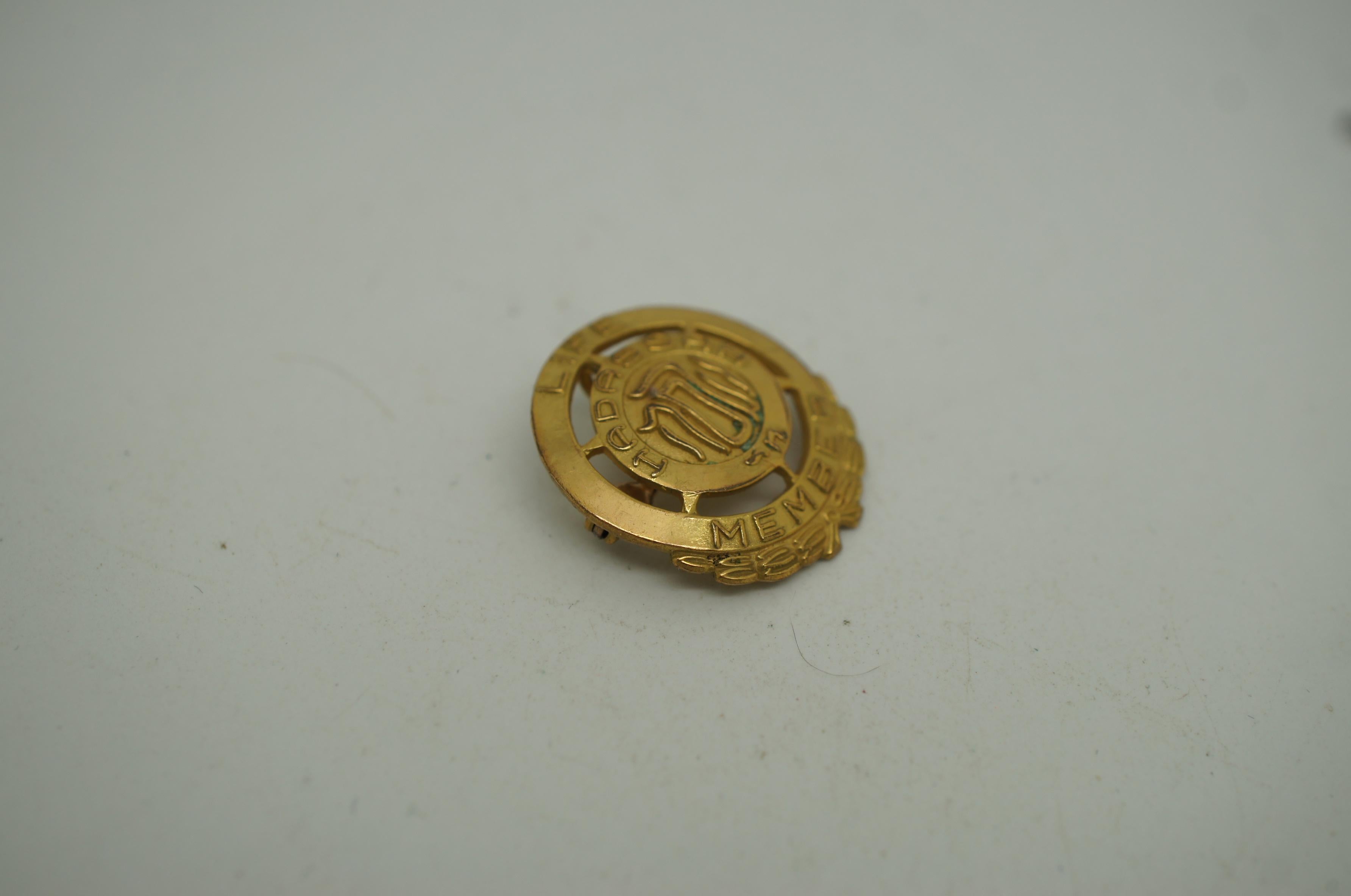 20th Century Vintage Hadassah Life Member 10K Yellow Gold Jewish Judaica Lapel Pin 