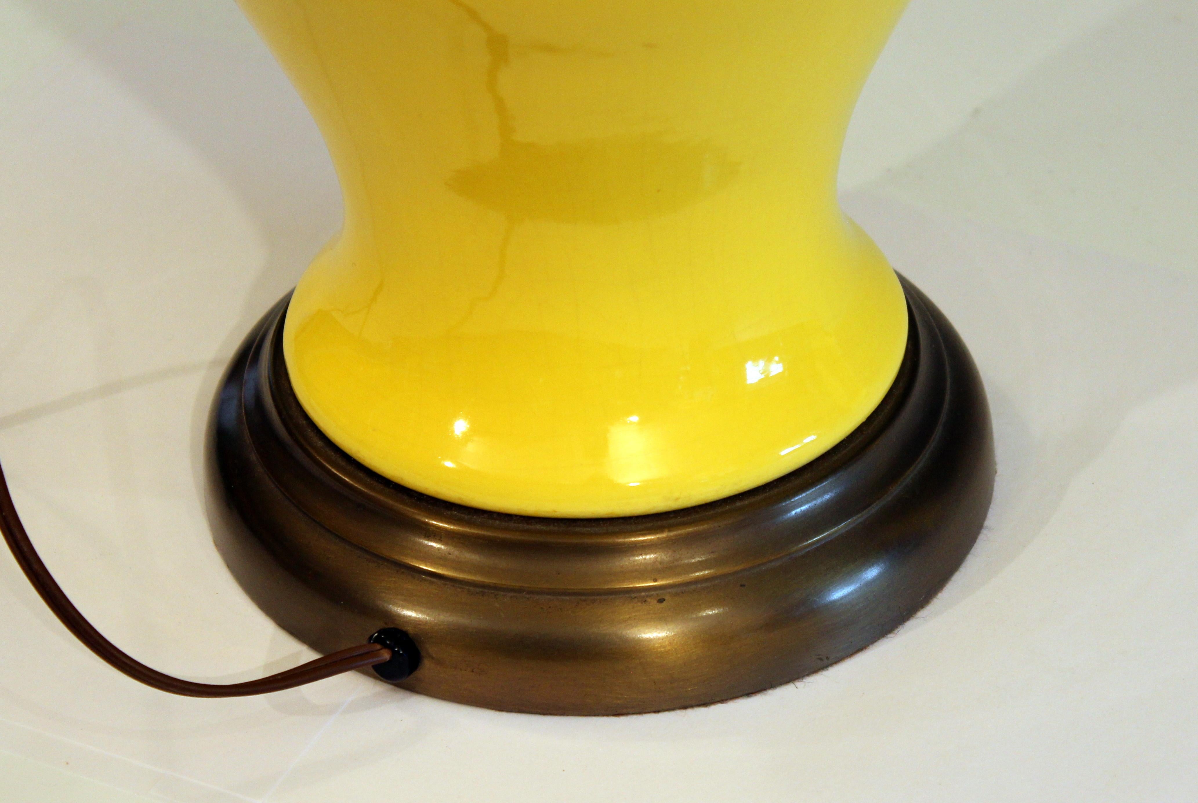 Modern Vintage Haeger Pottery Atomic Chrome Yellow Large Ginger Jar Urn Lamp