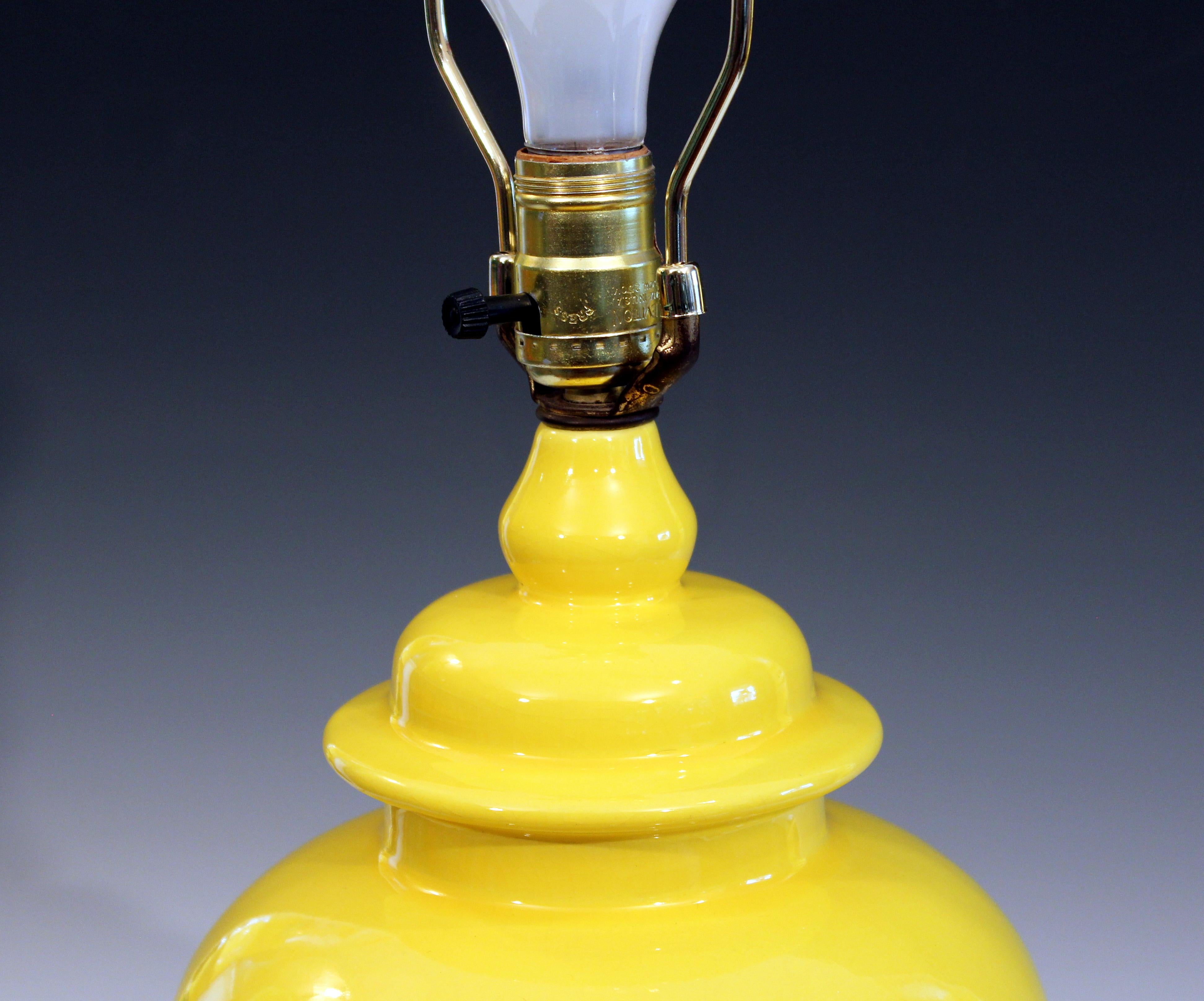 American Vintage Haeger Pottery Atomic Chrome Yellow Large Ginger Jar Urn Lamp