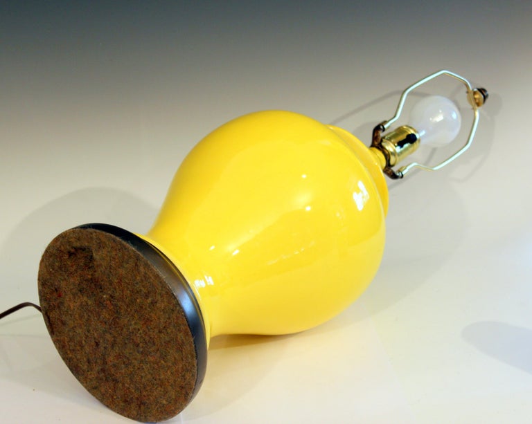 Vintage Haeger Pottery Atomic Chrome Yellow Large Ginger Jar Urn Lamp For Sale 1