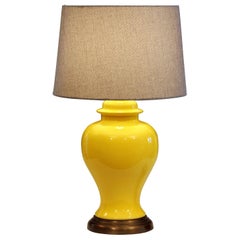 Vintage Haeger Pottery Atomic Chrome Yellow Large Ginger Jar Urn Lamp