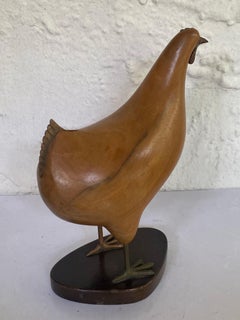 Vintage Hagenauer Wien – handgeschnitzte Holzskulptur einer Henne, Österreich, Mitte des 20. Jahrhunderts