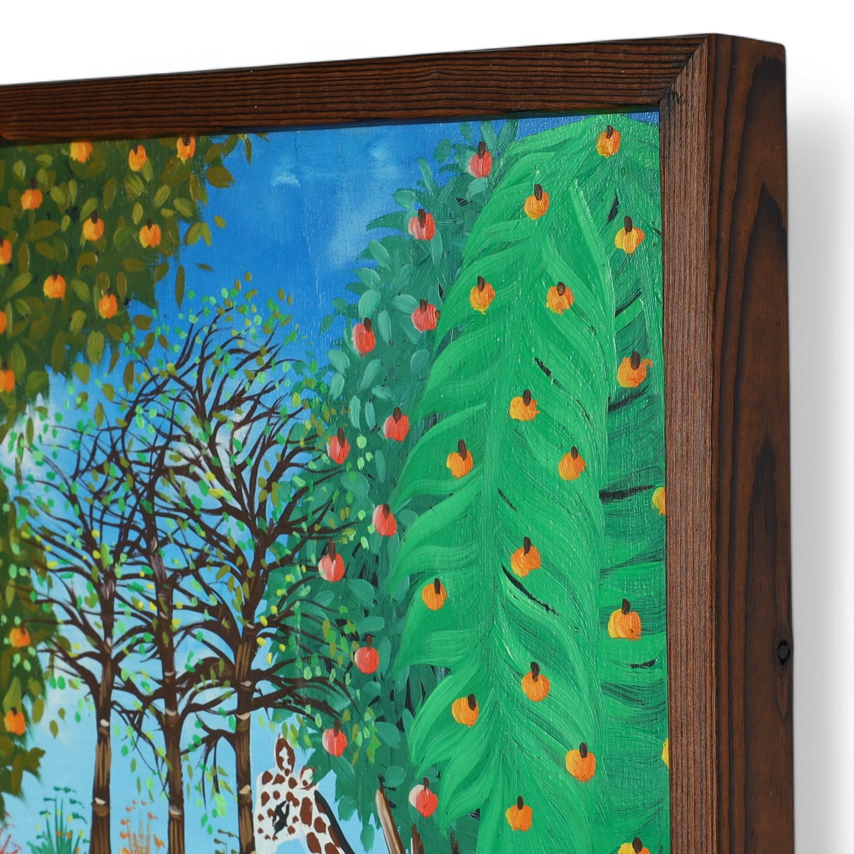 Vintage Haitian Jungle Painting on Board by Michelet For Sale 2