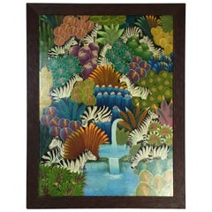 Pittura a olio vintage di Haiti