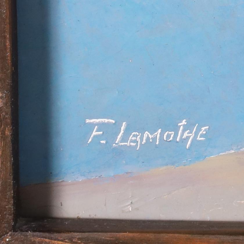 20ième siècle Peinture à l'huile haïtienne vintage sur panneau de Fritz Lamothe en vente