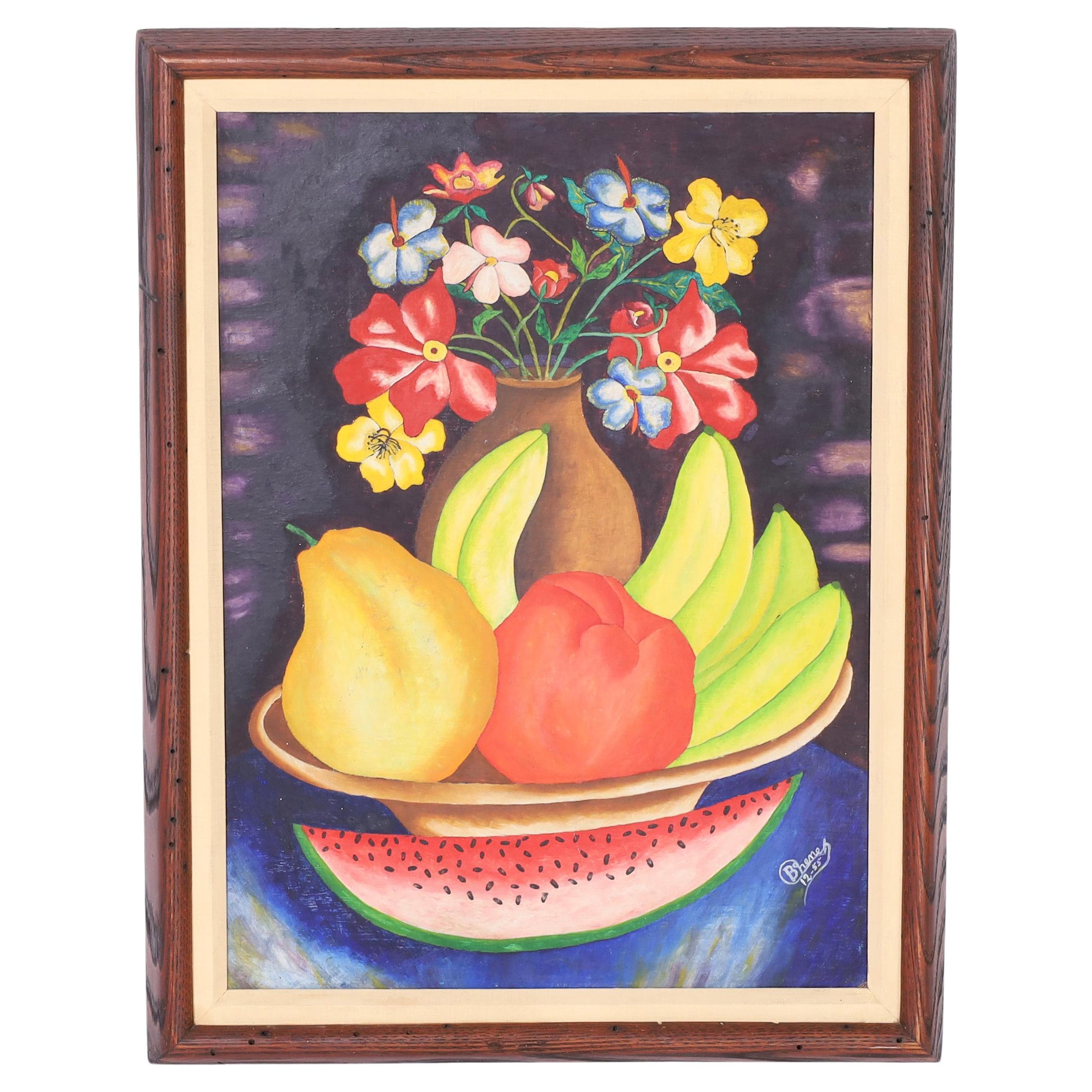 Bodegón haitiano vintage Pintura sobre tabla