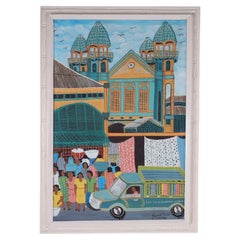 Pittura vintage in stile haitiano su tela di Leonel Castel