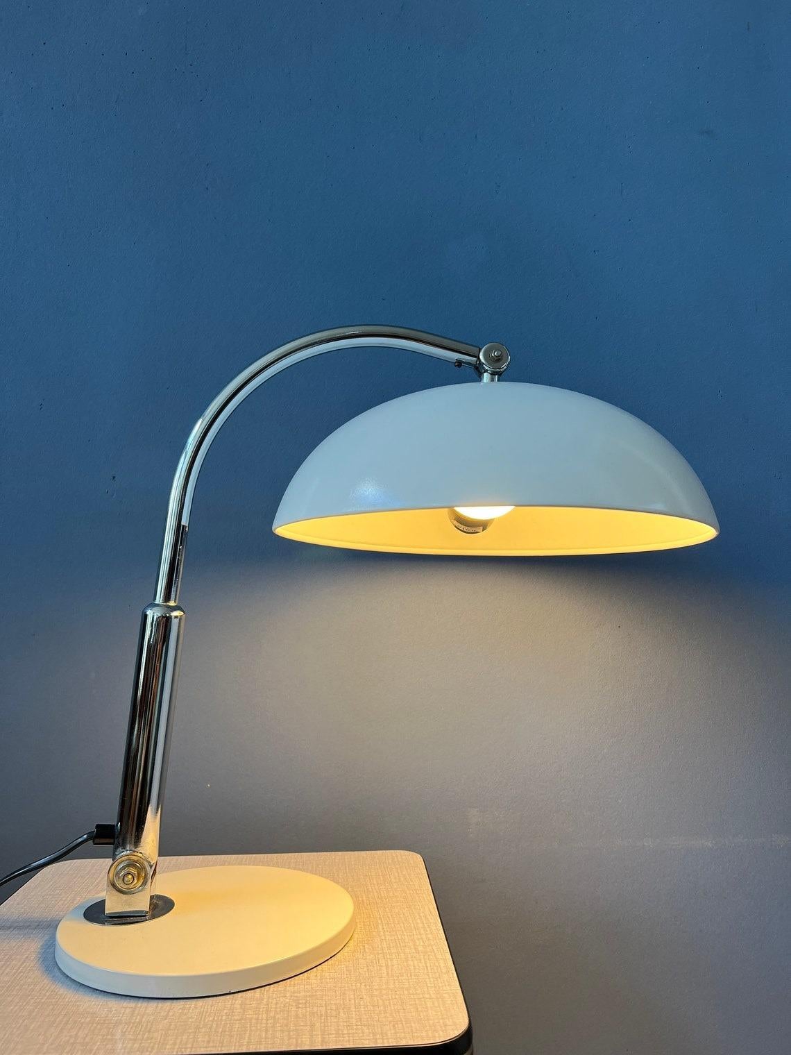 20th Century Vintage Hala Busquet / Hala 144 Table Lamp - White Bauhaus Desk Lamp, 1970s For Sale