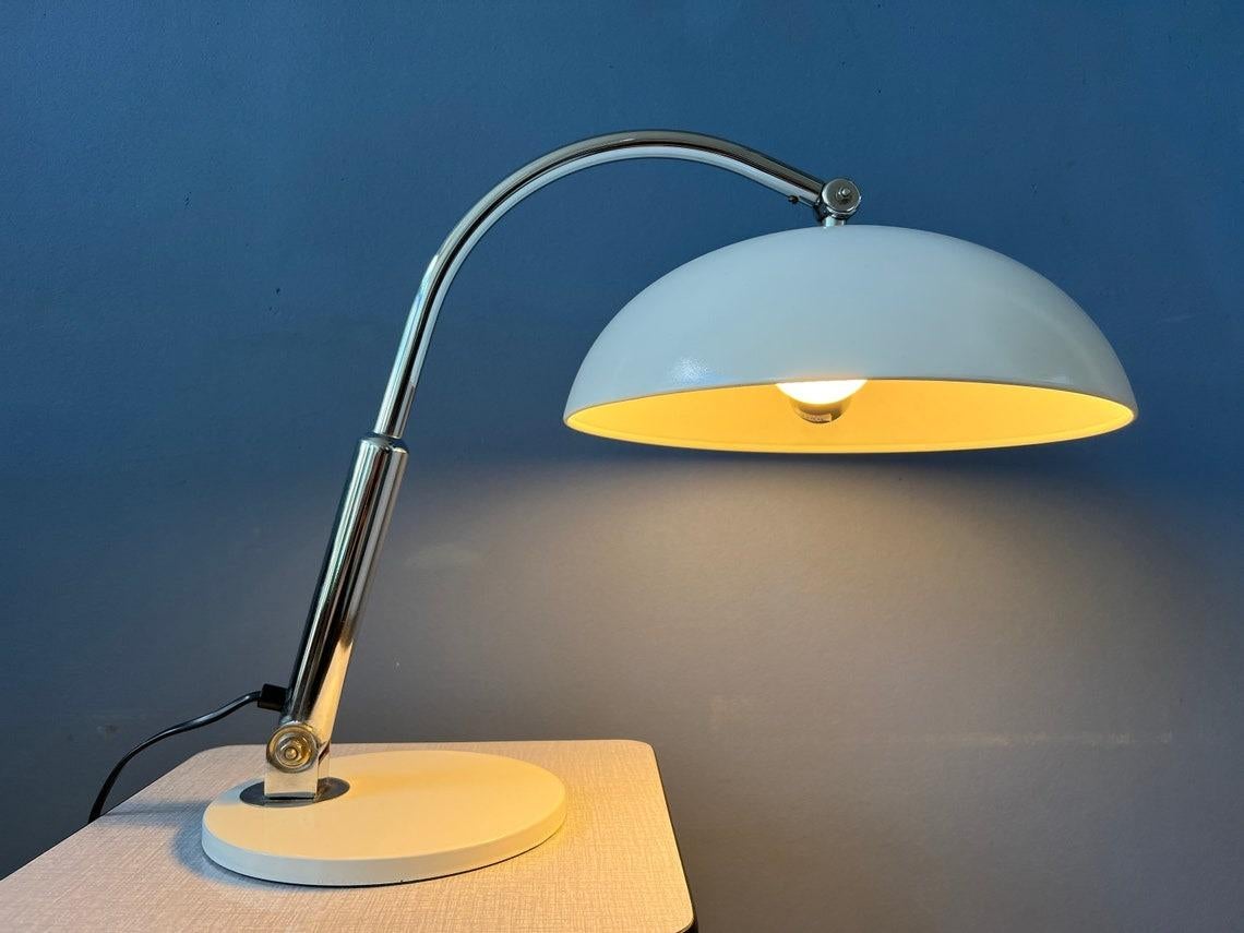 Metal Vintage Hala Busquet / Hala 144 Table Lamp - White Bauhaus Desk Lamp, 1970s For Sale